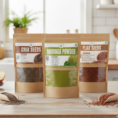 Pack of 3 Chia Seeds, Moringa Powder & Flax Seeds
