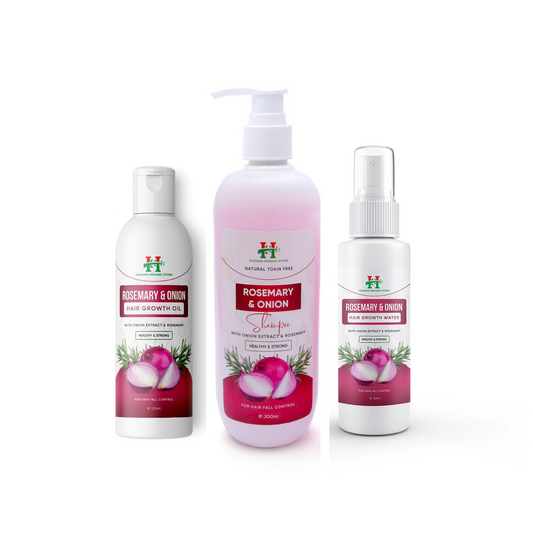 Hair Care Package (Rosemary and Onion Shampoo [500ml]٫ Hair Growth Water [120ml]& Oil [120ml])