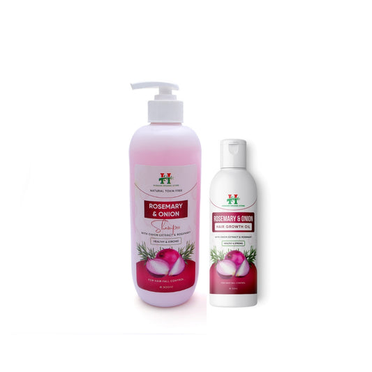 Combo Pack of Husnain Organic Rosemary and Onion Shampoo (500ml)& Rosemary and Onion Hair Growth Oil (120ml)