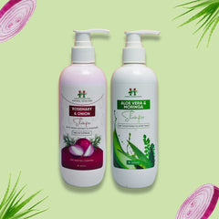 Aloe Vera & Moringa + Onion & Rosemary Shampoo Combo (300ml)