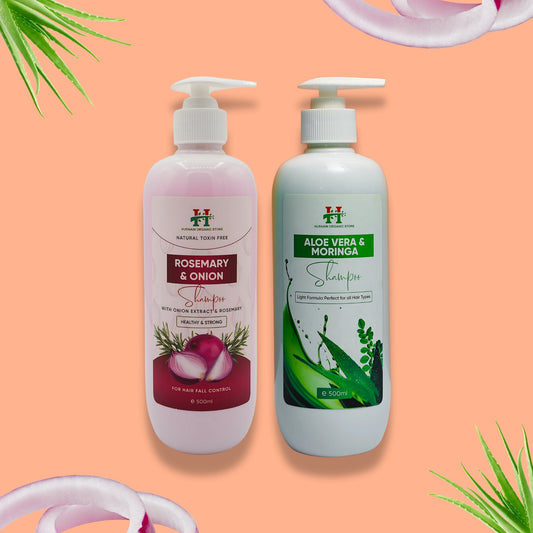 Combo Pack of Aloe Vera & Moringa , Onion & Rosemary Shampoo (500ml)