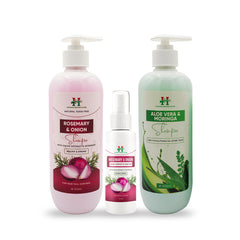 Combo Pack of Aloe Vera and Moringa Shampoo (500ml), Rosemary and Onion Shampoo (500ml) & Rosemary and Onion Hair Growth Water (120ml)